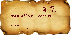 Matulányi Taddeus névjegykártya